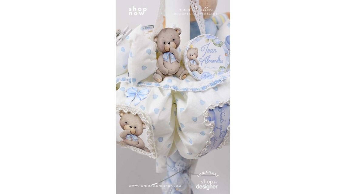 Lumanare de botez cu ursuletul Teddy Bear King 6